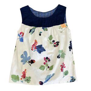 Handmade Womens Floral Grape Vine Print Smocked Blouse Farmhouse Prairie Cottage